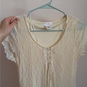 Ivory Textured Short Sleeve Dress